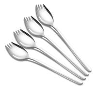 Tiokin Lot de 4 fourchettes en acier inoxydable 18/10, longueur 19 cm, cuillères à salade, couverts à salade de dessert aux fruits, fourchettes à nouilles de riz frites