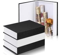 Tioncy Lot de 3 boîtes de rangement décoratives modernes en lin pour bibliothèque, table basse, livres pour loisirs créatifs (noir et blanc, 21,8 x 15,5 x 4,5 cm)
