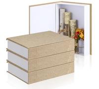 Tioncy Lot de 3 boîtes de rangement décoratives modernes en lin pour bibliothèque, table basse, livres pour loisirs créatifs (beige, 22 x 15 x 4 cm)