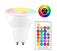 Tioodre GU10 RVB Ampoule LED multicolore avec télécommande, Spot à lumière changeante de couleur avec télécommande pour barre intérieure KTV Décoratif (8W Blanc chaud)