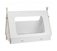 Homestyle4u Lit d'enfant Tipi (lit de maison) en pin blanc avec tiroir 90x200