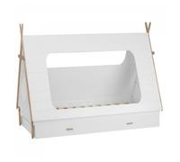 Homestyle4u Tipi Lit de maison Lit d'enfant en pin blanc Tiroir de lit 90x200 Chambre d'enfant
