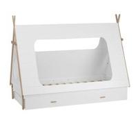 Homestyle4u Lit d'enfant Tipi (lit de maison) en pin blanc avec tiroir 90x200