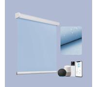 TIPIACE Stores motorisés Rechargeables entièrement occultants en Tissu imperméable épais pour la Maison, Taille personnalisée (Light Blue)
