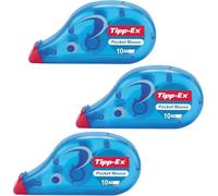 Tipp-Ex Lot de 3 rubans correcteurs Pocket Mouse Blanc 10 m | Design en forme de souris, corps translucide montrant le reste du ruban, sèche immédiatement, couverture blanche