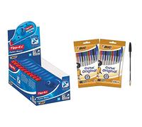 Tipp-Ex Pocket Mouse Ruban Correcteur - 10 m x 4,2 mm, Boîte de 10 & Cristal Original Stylos-Bille Pointe Moyenne (1,0 mm) - Couleurs Assorties, Lot de 2 Pochettes de 10