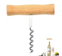 Tire-bouchon à manche en bois - Ouvre-bouteille en forme de T de 4 pouces | Outil durable en acier inoxydable | Cadeau amateur de vin classique