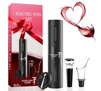 Tire Bouchon Electrique 4 en 1 à piles Wine and Flow - Idee Cadeau Premium Amateur ou Professionnel du Vin - Coffret Cadeau Original Ouvre Bouteille Electrique - Accessoire Vin et Tire Bouchon