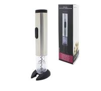 Tire-bouchon électrique acier inox + coupe capsule - Tire-bouchon avec socle - Multicolore - Noir - 1 pièce