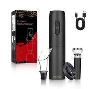 Tire-bouchon électrique - AIKARO - Set A - Rechargeable - Noir - Jusqu'à 40 bouteilles/charge