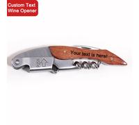 Tire-bouchon personnalisé avec poignée en bois, décortiqueur de vin gravé au laser, coupe-capsule, ouvre-bouteille avec nom personnalisé, cadeau idéal Wooden handle