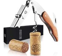 Tire-bouchon Professionnel, Couteaux de Sommelier,Décapsuleur Manuel à Double Ailette, Coupe-Capsule et Ouvre-bouteille, Tire-bouchon de Serveur (B-Bois de Séquoia)Cable USB C Charge Rapide 3,1A, [2m