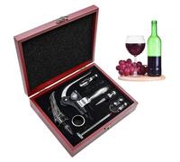 Tire-bouchon set - Tire-bouchon à levier - 9 pièces - Inox - Coffret en bois