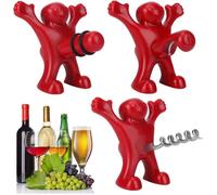 tire-bouchon,Tire-bouchon Little Red Man,Bouteille Tire Bouchon Drole,pour Cadeau Noël Anniversaire,Cadeaux pour Homme,3pcs