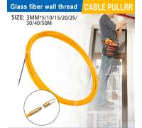 Tire-câble en fibre de verre 3MM 5M-50M, acier inoxydable, jaune, guide-câble mural domestique, rail en fibre de verre, ruban poussoir pour électricien, tiroir 15M
