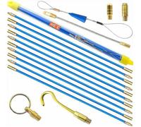 Tire-fil électrique 33 cm x 10 pièces Jeu de tiges en fibre de verre, Kit d'installation rétractable pour câble dans un boîtier en