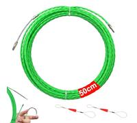 Tire Fil électriques 50 m, en Polyester Kit Rétractable D’installation, pour la Pose de Câbles avec Ressort de Guidage, Diamètre 4 mm, Aiguille Passe Cable, Spirale Rétractable Fil de Traction(Vert)
