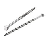 Tire-fond SOURCING MAP 5Pcs M8 x 150mm Hexagonal Tire-fond 304 Inox Acier Demi-fil Autotaraudeuse Boulons pour Bois Vis