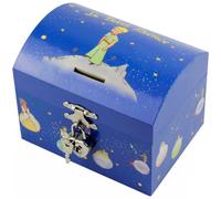 TROUSSELIER - Le Petit Prince. Saint Exupéry - Tirelire à Cadenas & Boîte à Trésors Musicale - Idéal Cadeau Enfant - Musique Le Printemps de Vivaldi - Colori Bleu