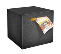 Tirelire Adulte en Acier Inoxydable, 15cm*15cm Grande Tirelire Enfant, Doit être cassée pour être Ouverte, Boite a Economie Metal pour Pièces, Billets et Plans D'épargne, Noir