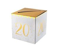 Tirelire anniversaire blanche et or 20ans (x1) REF/6186