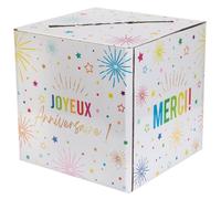 Tirelire anniversaire - SANTEX - 9031-1 - décor Joyeux Anniversaire multicolore - carton blanc 20x20x20 cm - livrée à plat