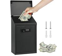 Tirelire avec Serrure à Combinaison en Métal, Tirelire Coffre Fort avec Fente d'introduction Coffret à Monnaie Verrouillable Boîte de Dons Étanche pour Maison, Bureau et Événements (Noir-1)