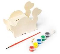 Tirelire bois dinosaure à peindre avec 6 pots de peinture et pinceau Multi G
