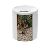 Tirelire Céramique Blanche - Famille Souris Couture Illustration Enfant Beatrice Potter - Boîte à Monnaie avec Bouchon Décoration Chambre Imprimé en France