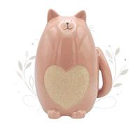Tirelire chat en céramique 17 cm crème rosé - Tirelire chat avec cœur - Cadeau d'argent décoratif pour enfants et adultes Logbuch-Verlag