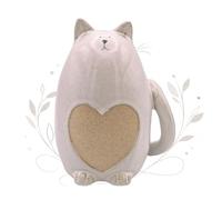 Tirelire chat en céramique 17 cm naturelle - Tirelire chat avec cœur - Cadeau d'argent décoratif pour enfants et adultes Logbuch-Verlag