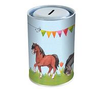 Tirelire cheval I pour enfants I Tirelire en tôle avec chevaux pour filles I Excellente idée de cadeau pour anniversaire, rentrée des classes et autres occasions