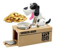 Tirelire chien affamé - Lot 1 - Mastication pièces monnaie cadeau enfant - Blanc VoltPulse