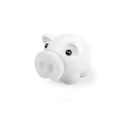 Tirelire cochon avec corps doux et finition caoutchouc aux couleurs vives, petite tirelire originale pour enfants avec bouchon. Tirelire de voyage légère et résistante (blanc)