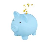 Tirelire Cochon Économiseur en Plastique Incassable Boîte à Monnaie Amusante pour Enfants Cadeaux Festivals d’Anniversaire (Bleu)
