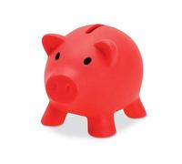 Tirelire cochon en PVC avec corps souple aux couleurs vives, petite tirelire originale pour enfants avec bouchon. Tirelire de voyage légère et résistante (rouge)