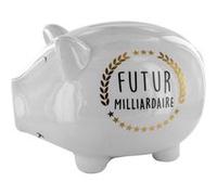 The Concept Factory Tirelire cochon XXL en céramique TI3083 déco design Blanche 185x27x21 cm