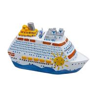 Tirelire de vacances en forme de bateau de croisière blanche - 20 x 11 cm - Tirelire bateau en polyrésine - Caisse de voyage, mariage, anniversaire, cadeau d'argent, voyage en bateau, voyage, été