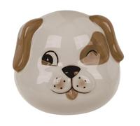Tirelire décorative en céramique avec motifs d'animaux, 10 x 8 x 7 cm, collection de personnages lion, tigre, ours, chat, chien, Koala, avec bouchon (chien)
