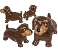 Tirelire décorative en céramique en forme de chien Teckel, marron, 18 x 8,5 x 13 cm