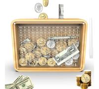 Tirelire en bois avec autocollants marqueurs, réutilisable, avec compteur de 10 000 €, rétro, boîte de rangement, aide les enfants et les adultes à économiser l'habitude (acrylique 10 000)