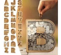 Tirelire en bois avec lettre grande taille, tirelire alphabet, tirelire à pièces avec initiale. Cadeau amusant pour anniversaire, Noël, fête A,Lettre D,Lettre C,Lettre B,Lettre A,Lettre H,Lettre G,Let
