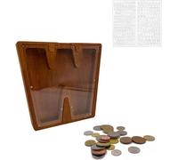 Tirelire en bois de 23 cm avec la lettre W et un compartiment à pièces pour adultes