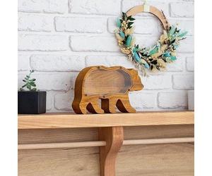 Tirelire en bois en forme d'animal - Modèle chat - Tirelire pour enfants et adultes - Cadeau d'anniversaire et objet de décoration
