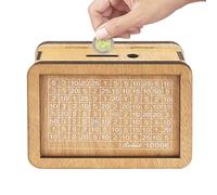 Tirelire en Bois Interactive - Compteur d'argent avec Objectif d'épargne de 1000 Euro