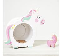 Janod - Tirelire Licorne J04655 - Face transparente, ouverture magnétique, bois FSC - Rose
