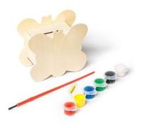Tirelire en bois papillon à peindre avec 1 pinceau 6 pots de peinture Multi G