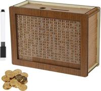 Tirelire en bois pour adultes avec cylindre d'épargne et marqueur - Ourson tirelire avec compteur - Favorise la prise d'habitude d'épargner - Pour les enfants.