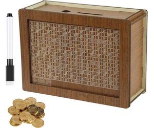 Tirelire en bois pour adultes avec cylindre d'épargne et marqueur - Ourson tirelire avec compteur - Favorise la prise d'habitude d'épargner - Pour les enfants.
