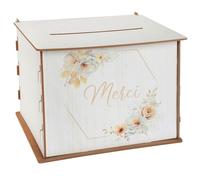 Tirelire en bois - SANTEX - 8966-1 - Blanc - 20x20x23 cm - Mariage